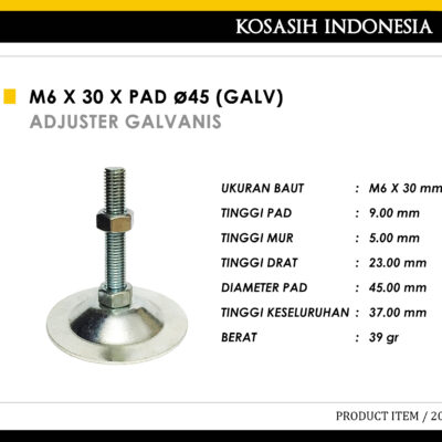 096 KOIN M6 X 30 X PAD 45 (GALV)