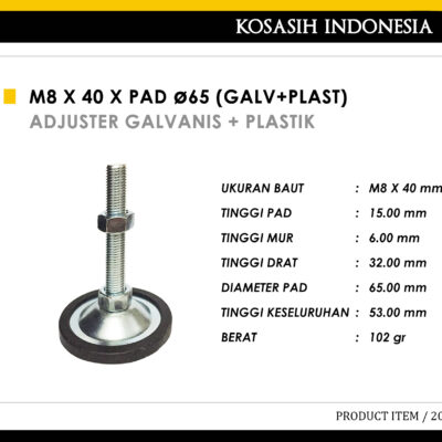 136 KOIN M8 X 40 X PAD 65 (GALV + PLAST)