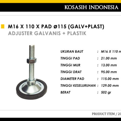 160 KOIN M16 X 110 X PAD 115 (GALV + PLAST)