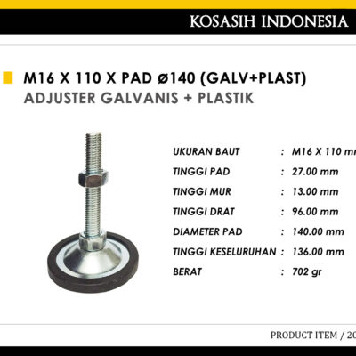 163 KOIN M16 X 110 X PAD 140 (GALV + PLAST)