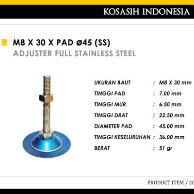 166 KOIN M8 X 30 X PAD 45 (SS)