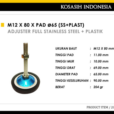 202 KOIN M12 X 80 X PAD 65 (SS +PLAST)